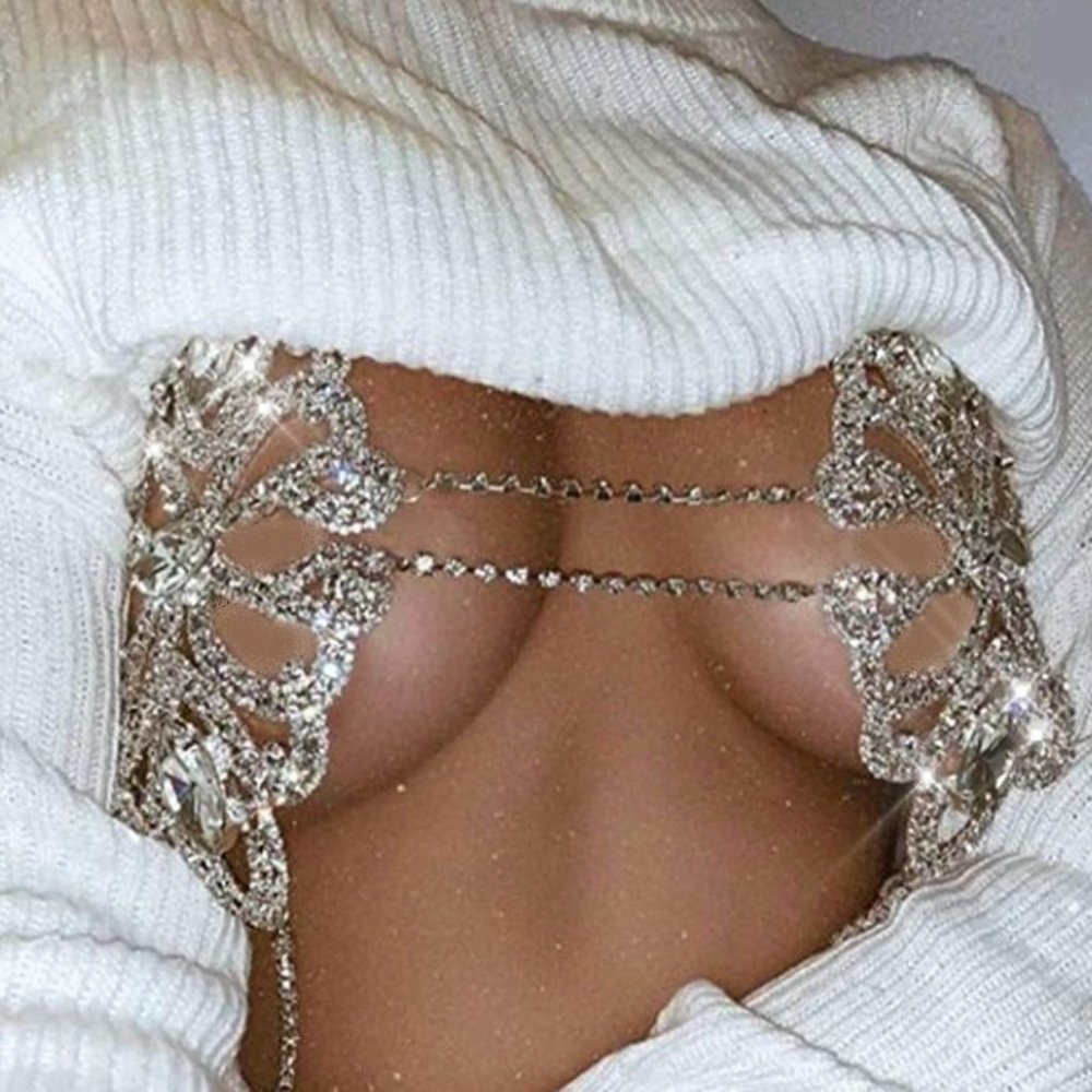 NEW Sparkling Bling Swarovski Crystal Rhinestone Bikini Top + Gift